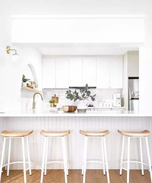 White and Gold Kitchen With Clean Lines