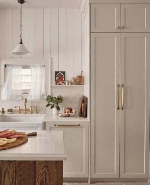 White and Gold Kitchen With Shiplap