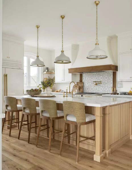White and Gold Kitchen With Wood Elements